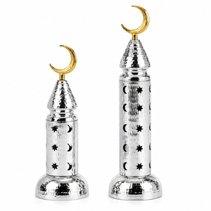 Minarete de Mezquita de Latón con Diseño Árabe, Adorno de Luna Creciente, Decoración Islámica de Lujo para el Hogar y Centro de Mesa para Eid y Ramadán - Product Image 3