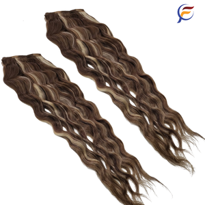 Extensiones de Cabello Humano Remy 100% con Reflejos Rubios y Castaños, Textura Ondulada Profunda, Doble Trama, Grado Superior para Paquetes, Color Claro - Product Image 2