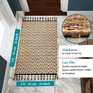 Tapis carré en rotin géométrique bohème avec franges à pompons, couleur naturelle, pliable, résistant à l'eau, pour la décoration de la chambre des enfants - Product Image 5