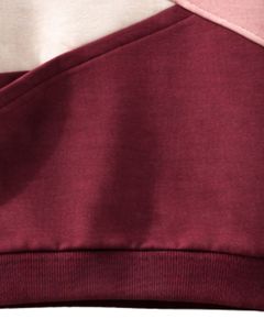 Sudadera de Mujer Color Block Rosa y Borgoña, Cuello Redondo, Estilo Casual, Oversize, Forro Polar, Personalizable, para Invierno - Product Image 3