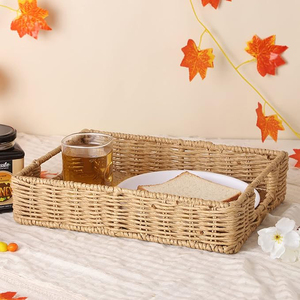 Customized Size Handmade Woven Serving <b>Storage</b> Rattan <b>Basket</b> Tray <b>Rectangle</b> Shape For Kitchenware Home Bathroom Purpose Decorate - Product Image 2