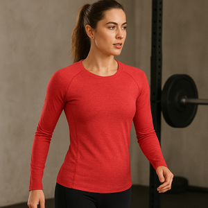 T-shirt de gymnastique à manches longues pour hommes haut de compression évacuant l'humidité T-shirt d'entraînement extensible avec logo personnalisé pour lavage aux enzymes - Product Image 2