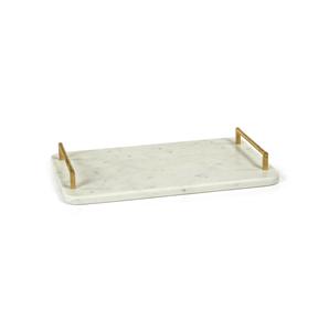 Plateau de service en marbre vert, nouveau design tendance, plateaux de qualité supérieure, vente en gros, plateau de service en marbre avec poignée en laiton, prix bas - Product Image 2