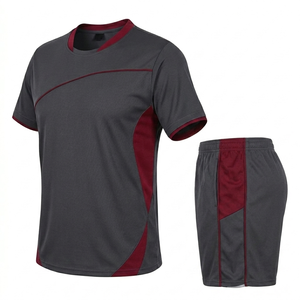 <b>Hot</b> Selling Custom Printed V-neck Short Sleeve Buckle Closure Quick Dry 100% Polyester Men's Soccer Jersey Football Kit - Product Image 1