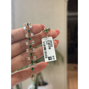 กำไลข้อมือเพชรแล็บโกรว์ทอง 14KT พร้อมมรกต 7.00 กะรัต ดีไซน์เรขาคณิต หรูหรา ระดับไฮเอนด์ สำหรับผู้หญิง ขายส่ง - Product Image 3