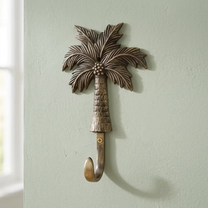 Beads Art Antique Cast Iron Wall <b>Hooks</b> & <b>Rails</b> & Keychain Hangers Multifunction Export Quality Brass Palm Trees Design - Product Image 3