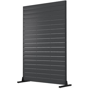 HDPE Outdoor Privacy Screen 47.2"W X 68.5"H Black Decorative Fence Screen with Stand & 6 <b>Panels</b> Door & <b>Window</b> Screen - Product Image 1