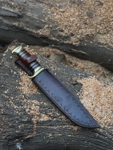 Couteau de chasse à lame fixe en acier au carbone fait main, pointe tombante, manche en bois, accessoires en laiton, survie en extérieur, qualité DIY, 14 pouces - Product Image 5
