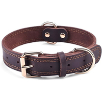 Collier pour chien en cuir véritable, personnalisé, couleur unie, de luxe, avec rivets, durable, vente en gros