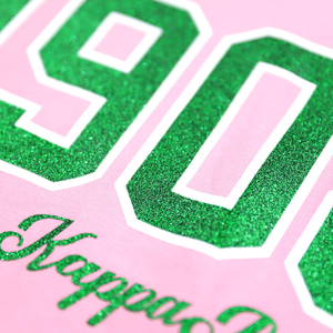 T-shirt rose à manches longues AKA 1908 pour femme, broderie chenille, vêtement de sororité grecque, tee-shirt en coton premium, coupe élégante - Product Image 5