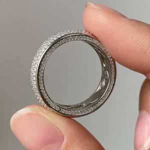 Anillo de Eternidad Completo con Diamantes de Moissanita de Corte Redondo para Unisex, Plata 925 Original, Regalo Sorpresa para Amigos - Product Image 2