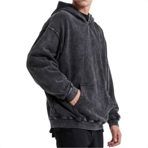 Hoodies surdimensionnés personnalisés en coton 100% à motif uni, de haute qualité, séchage rapide, lavage à l'acide, brodés, imprimés numériquement - Product Image 4