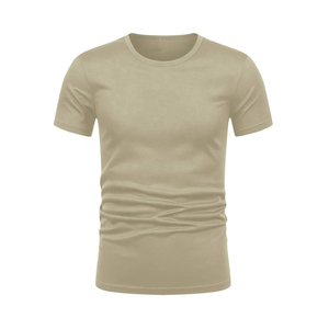 Camiseta de Hombre con Textura Tejida, Cuello Redondo, Color Sólido, Impresión de Logotipo Personalizado, Camiseta Urbana, Camiseta Informal para Hombre - Product Image 1