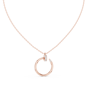 Rose <b>Gold</b> Circular Pendant Necklace with Diamond Accents | Elegant Modern Women's Luxury Jewelry Gift - Product Image 4