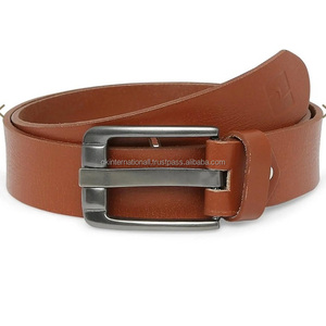 Ceinture décontractée en cuir pleine fleur marron pour homme avec boucle ardillon en laiton élégante – Style affaires et décontracté - Product Image 4