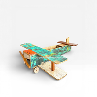 DIVADI Pots à fleurs / Serres artisanales en bois écologiques, modèle d'avion en bois de bateau recyclé A2 pour jardin