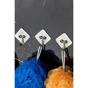 Set di 3 appendiabiti da parete con motivo rettangolare in acciaio inossidabile autoadesivo - Product Image 2