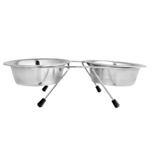 Vente en gros de support de bol pour chien en acier inoxydable fil double pour dîner avec nettoyage facile et multi-taille pour tout support de bol écologique - Product Image 1