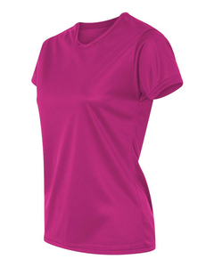 Camiseta de Manga Corta para Mujer, Cuello Redondo, Color Rosa Liso, Poliéster, Corte Regular, Estilo Deportivo Casual, Tejido de Punto Jersey, Transpirable y Ecológica - Product Image 5