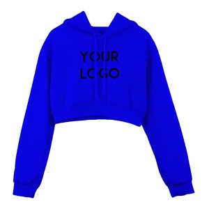 Sudadera corta personalizada de marca privada para mujer, jersey liso en blanco, Sudadera corta con hombro caído - Product Image 1