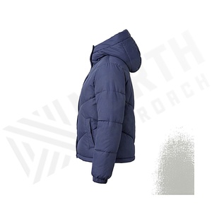 Hooded Quilted Waterproof <b>Bubble</b> Jacket Black Full Sleeve Winter Windproof Cotton Shell Knitted Fabric Polyester Filling Stand - Product Image 3