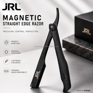 Navaja de Afeitar Magnética de Alta Calidad JRL con Hoja de Acero Inoxidable y Mango de Bambú/Madera para Uso Profesional de Barberos - Product Image 1
