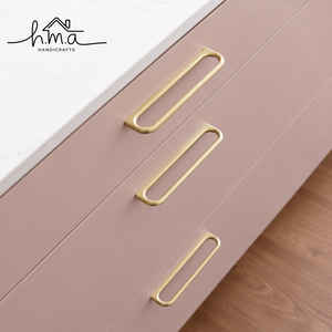 Modern Solid Brass Rectangular Cabinet Handle Minimalist <b>Drawer</b> Pull Luxury Furniture Hardware for Kitchen Wardrobe Dresser - Product Image 1