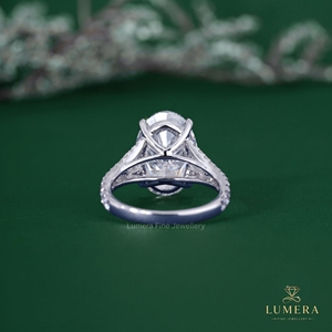 Lab Grown Oval Cut Diamond Engagement <b>Ring</b>, Pave <b>Split</b> Shank <b>Ring</b>, Side Pear Solid Gold Bridal Jewelry For Women Wedding Gift - Product Image 6