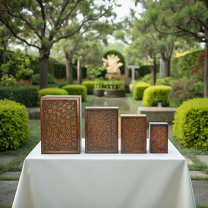 Wood <b>Pet</b> Urn Floral Embossed Memorial Casket Simple Square Urn for Small Animals Funeral Rite - Product Image 1