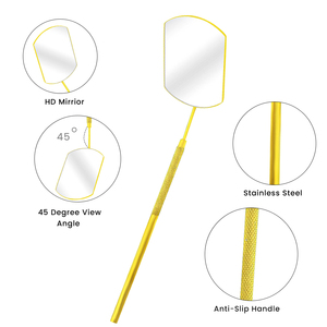 Yellow <b>Square</b> Shape Lash Inspection <b>Mirror</b> Handheld Beauty Tool For Application Stainless Steel Eyelash <b>Mirror</b> - Product Image 4
