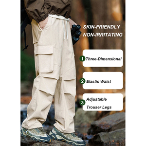 Pantalones Cargo Casuales para Hombre, Corte Holgado, Multibolsillos, para Senderismo, con Cordón Ajustable en el Tobillo, Resistentes, Estilo Urbano - Product Image 6