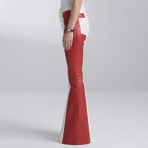 Custom Women Leather Flare <b>Leggings</b> Premium Women Leather <b>Flared</b> Pants Female Leather Flare Trouser With Pockets - Product Image 3