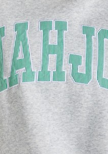 Sweat-shirt surdimensionné à col montant et manches longues pour femme, avec logo personnalisé, broderie Mahjong et lettres rayées, vente en gros - Product Image 6