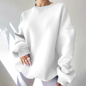 เสื้อสเวตเชิ้ตผู้หญิงทรงหลวมใส่สบาย แขนยาว ปักโลโก้ คอกลม - Product Image 5