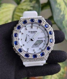 Reloj de Lujo para Hombre con Cristales de Moissanita Azules, Banda de 20 mm, Estilo Hip Hop, Diamantes VVS1 - Product Image 1