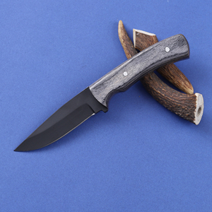 Cuchillo Táctico de Hoja Fija de Acero al Carbono con Recubrimiento en Polvo, Cuchillo de Caza y Camping con Funda, Personalizado OEM, Madera Pakka - Product Image 3