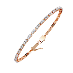 Pulsera de tenis geométrica para mujer con diamantes – Eslabón rectangular de dos piedras con diamantes de laboratorio VVS DEF CVD en oro macizo de 9K, 10K, 14K, 18K - Product Image 3