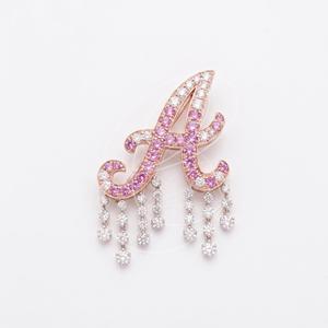EVIOR Women's Pink <b>Initial</b> Letter Silver Moissanite Wedding Gift Handbag Charm Purse <b>Clip</b> Sparkle Keychain Brooches - Product Image 6