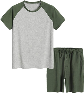 Men's V-Neck Short Sleeve T-Shirt Gray Shorts Set Oversized Solid Color Casual Knitted Cotton Breathable Summer Wear Custom - Product Image 6