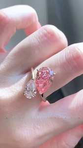 Anillo Toi Et Moi de Oro Sólido de 14K con Diamante Rosa Corte Pera de 1.00CT Cultivado en Laboratorio, Moderno y Elegante, para Celebraciones de Boda y Fiestas para Amantes - Product Image 1
