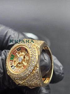 Anillo de cóctel para hombre chapado en plata 925 con pavé de moissanita, diseño Ruleta, joyería de fiesta Hiphop - Product Image 2