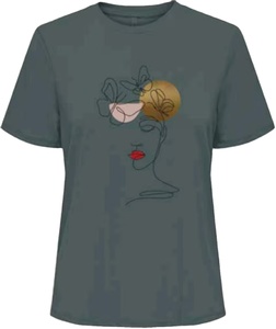 Camiseta de algodón estampada para mujer 100% estilo corto informal de punto con cuello Anti-Pilling característica bordado lentejuelas decoración camiseta - Product Image 1