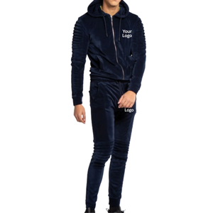 Dernier design – Survêtement de sport d'hiver pour hommes, ensemble sweat à capuche et pantalon de jogging, coupe-vent, en velours uni, pour la course à pied – Vente en gros - Product Image 3