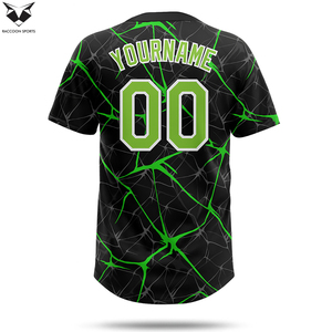Camiseta de Béisbol para Hombre, Moderna, de Alto Rendimiento, con Logotipo Personalizado, Transpirable, 100% Poliéster, Impresión Digital, Verde y Negro - Product Image 2