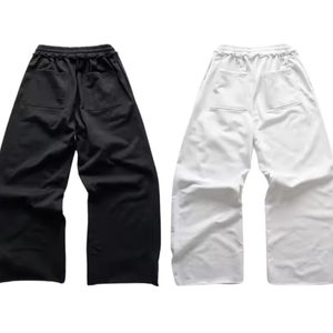 Pantalones Deportivos Unisex Personalizados, Negros y Blancos, de Pierna Ancha, Estilo Y2K, con Estampado Gráfico - Product Image 3