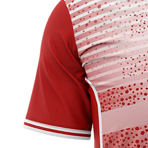Custom Sublimated Soccer Jersey Unisex Red White Gradient Crew Neck Short Sleeve Lightweight Color Block Moisture Wicking - Product Image 3