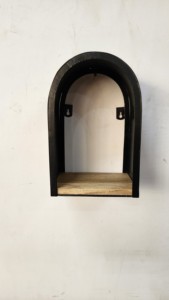Black Arch Wall Shelf Metal Frame Wooden Base Storage - Industrial Design - Product Image 4