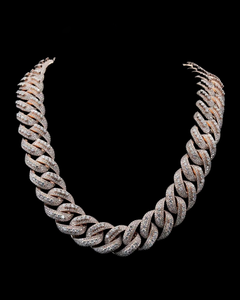 Luxury Rose Gold Plated Moissanite <b>Statement</b> <b>Necklace</b> Round Brilliant Cut Prong Setting Women's Link Chain Wedding Jewelry - Product Image 2