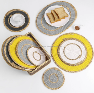 High Quality <b>Set</b> of 6 Mix Color Woven Wicker Table Water Hyacinth <b>Placemats</b> D11.8inch - Product Image 3