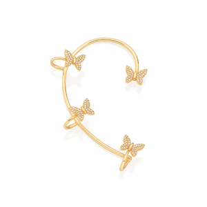 Butterfly <b>Stud</b> <b>Earrings</b> Gold Plated <b>Crystal</b> Rhinestone Pave Setting Women's Fashion Party Jewelry Romantic Style - Product Image 2